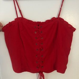 Cherry Red Lace-up Tank Top (Forever 21)